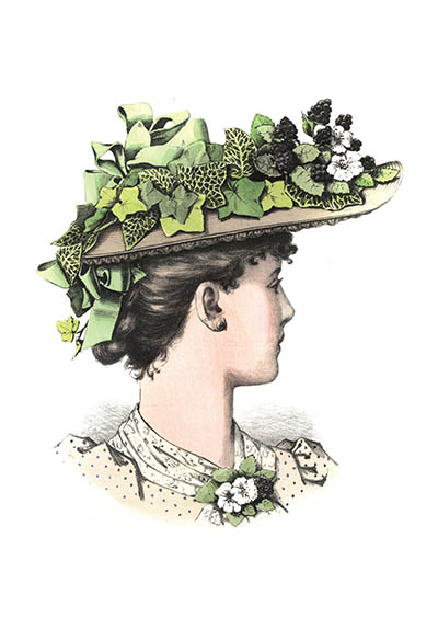 Открытка Модистка #07. Дама в зеленой шляпке