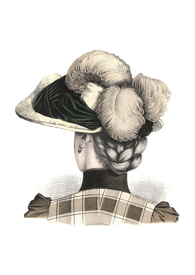 Открытка Модистка #34. Дама в зеленой шляпке