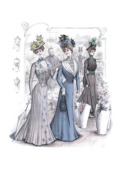 Открытка Венский шик #23. Три дамы в платьях