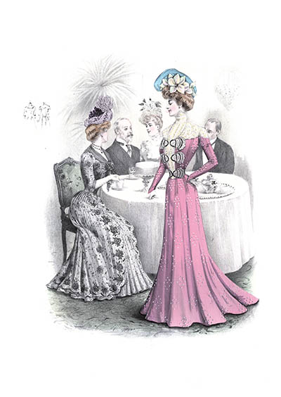 Открытка Венский шик #32. Три дамы в платьях