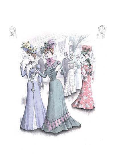 Открытка Венский шик #40. Три дамы в платьях