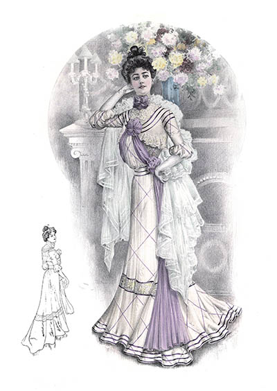 Открытка Венский шик #51. Дама в белом платье