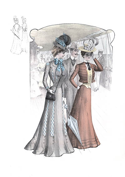Открытка Венский шик #53. Две дамы в платьях